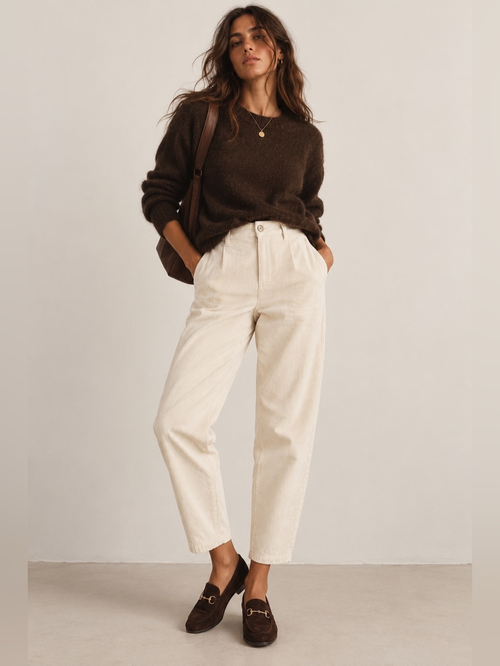 Francomina Carrot Pants Colonial Cream Cord Velvet Size 30 NWT